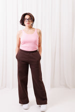 Spodnie Dresowe Szerokie Loose Brązowe