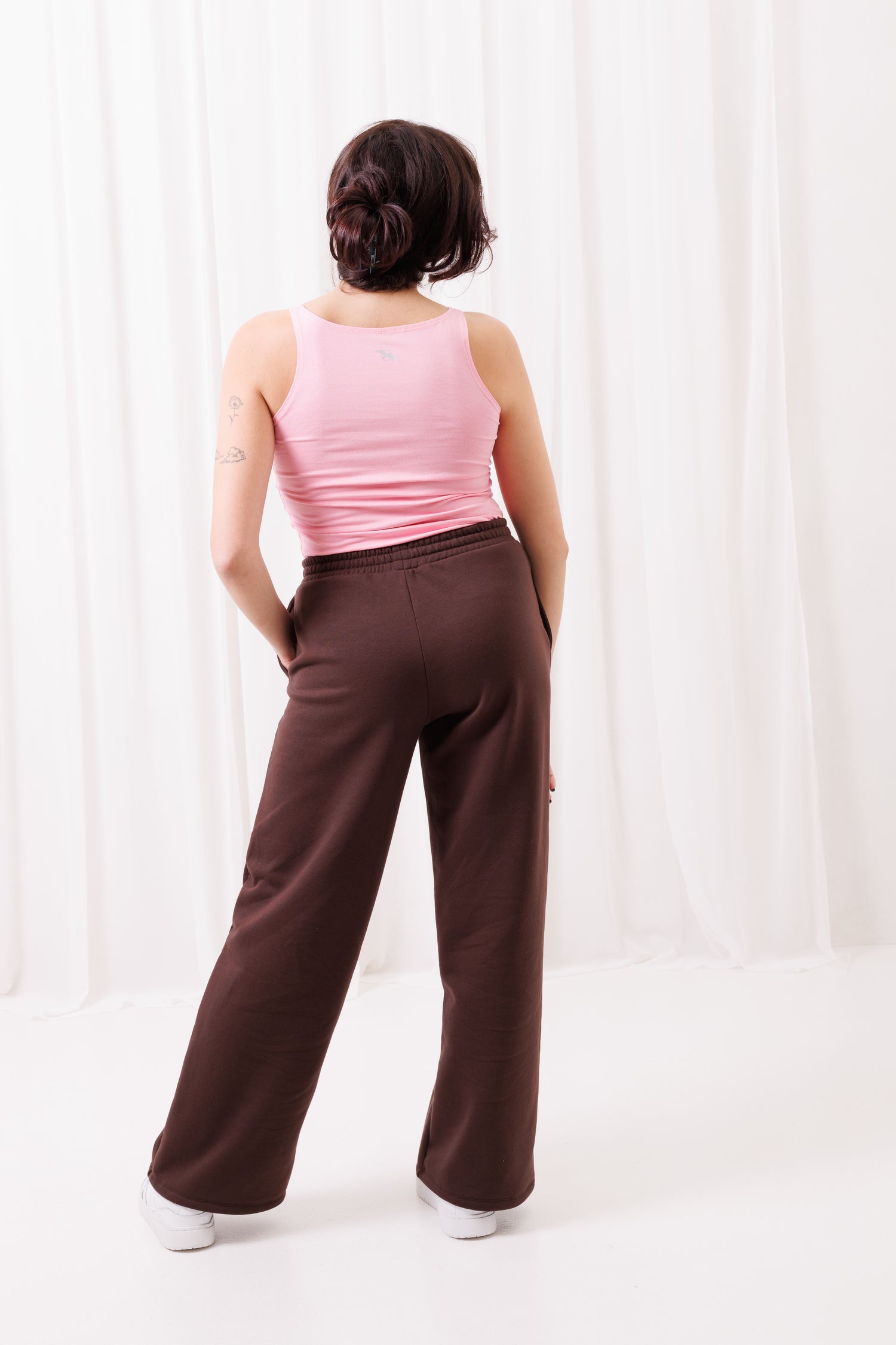 Spodnie Dresowe Szerokie Loose Brązowe